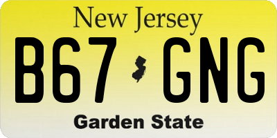 NJ license plate B67GNG