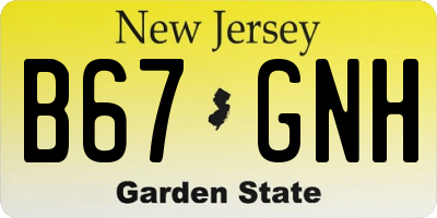 NJ license plate B67GNH