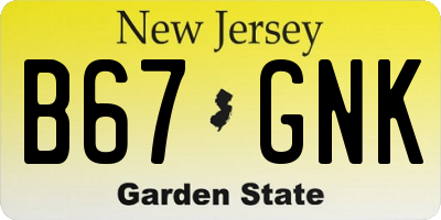 NJ license plate B67GNK