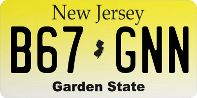 NJ license plate B67GNN