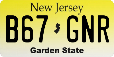 NJ license plate B67GNR