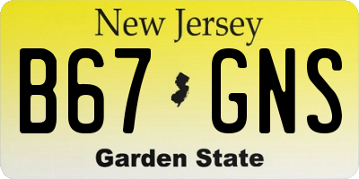 NJ license plate B67GNS