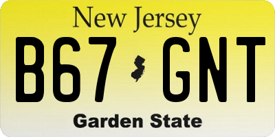 NJ license plate B67GNT