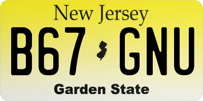 NJ license plate B67GNU