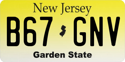 NJ license plate B67GNV