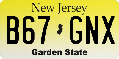 NJ license plate B67GNX