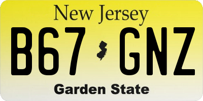 NJ license plate B67GNZ