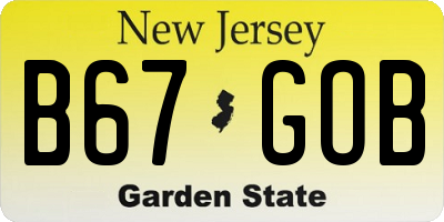 NJ license plate B67GOB