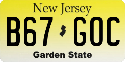 NJ license plate B67GOC
