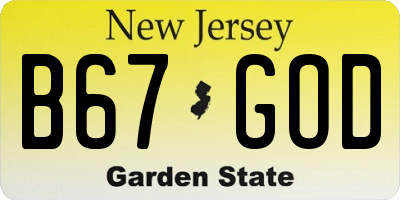 NJ license plate B67GOD