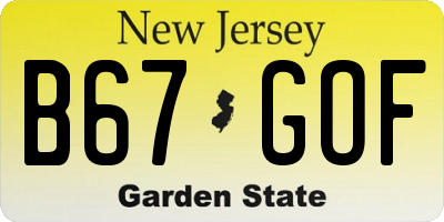 NJ license plate B67GOF