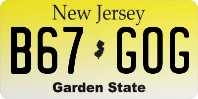 NJ license plate B67GOG