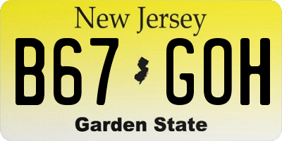 NJ license plate B67GOH