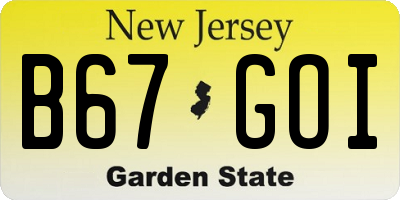 NJ license plate B67GOI