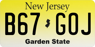 NJ license plate B67GOJ