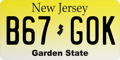 NJ license plate B67GOK