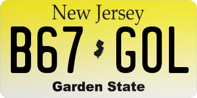 NJ license plate B67GOL