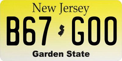 NJ license plate B67GOO