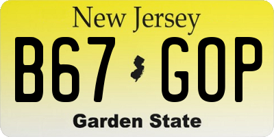 NJ license plate B67GOP