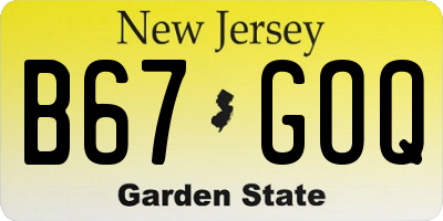 NJ license plate B67GOQ