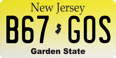 NJ license plate B67GOS