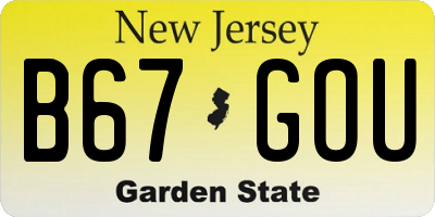 NJ license plate B67GOU