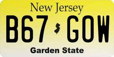 NJ license plate B67GOW