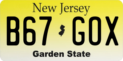 NJ license plate B67GOX
