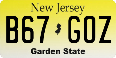NJ license plate B67GOZ