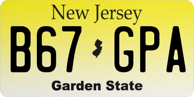 NJ license plate B67GPA