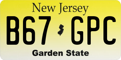 NJ license plate B67GPC
