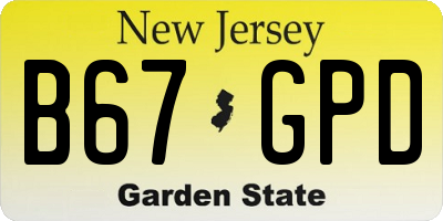 NJ license plate B67GPD
