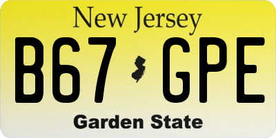 NJ license plate B67GPE