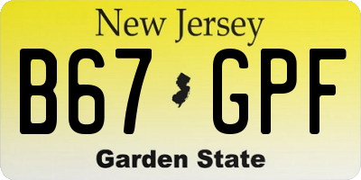 NJ license plate B67GPF
