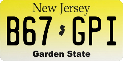 NJ license plate B67GPI