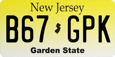 NJ license plate B67GPK