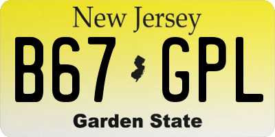 NJ license plate B67GPL