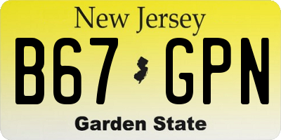 NJ license plate B67GPN