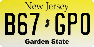 NJ license plate B67GPO