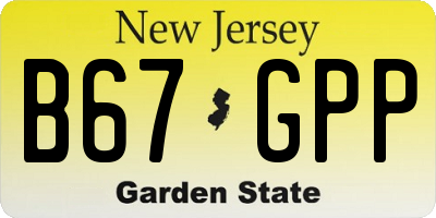 NJ license plate B67GPP
