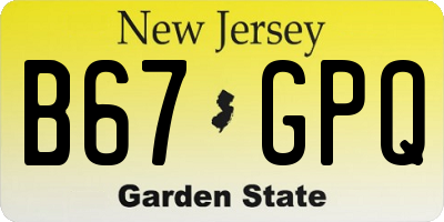 NJ license plate B67GPQ