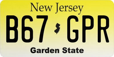 NJ license plate B67GPR