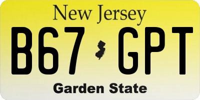 NJ license plate B67GPT