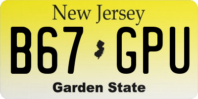 NJ license plate B67GPU