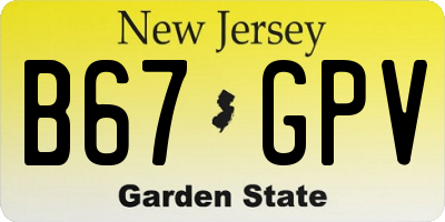 NJ license plate B67GPV