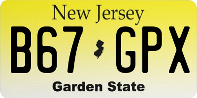 NJ license plate B67GPX