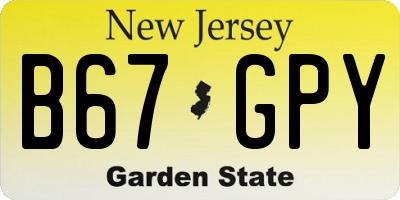 NJ license plate B67GPY