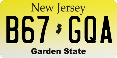 NJ license plate B67GQA