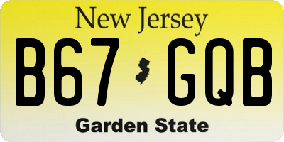 NJ license plate B67GQB