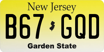 NJ license plate B67GQD
